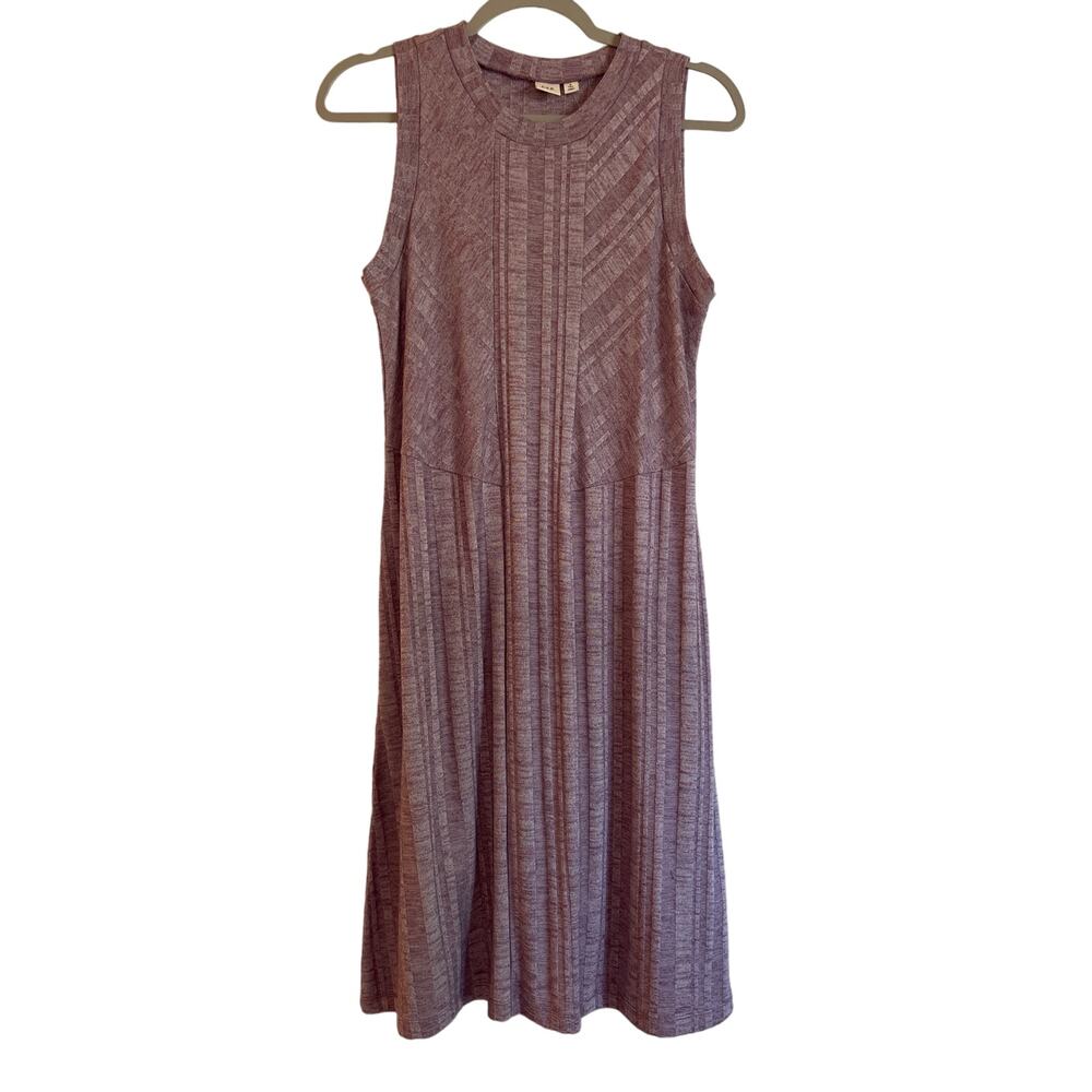 Gap Ribbed Knit Tank Dress Size M Tall Purple Sleeveless Knee Length Stretch